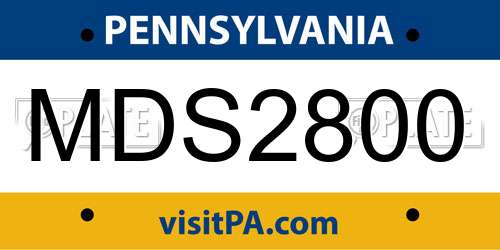 MDS2800 Pennsylvania License Plate