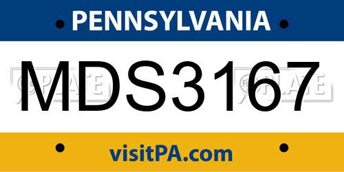 MDS3167 Pennsylvania License Plate