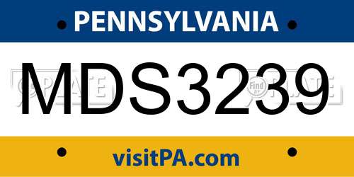 MDS3239 Pennsylvania License Plate