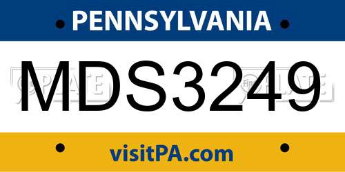 MDS3249 Pennsylvania License Plate