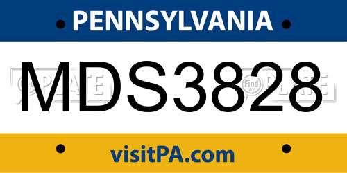 MDS3828 Pennsylvania License Plate