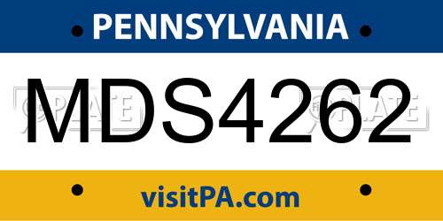 MDS4262 Pennsylvania License Plate