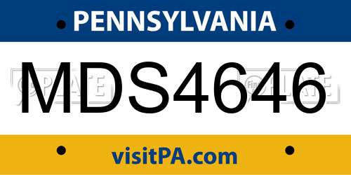 MDS4646 Pennsylvania License Plate