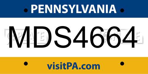 MDS4664 Pennsylvania License Plate