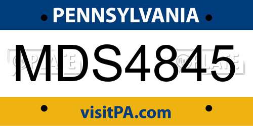 MDS4845 Pennsylvania License Plate