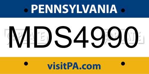 MDS4990 Pennsylvania License Plate