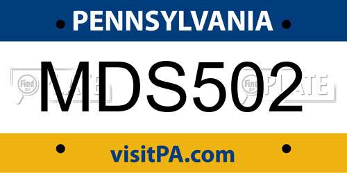 MDS502 Pennsylvania License Plate