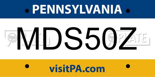 MDS50Z Pennsylvania License Plate