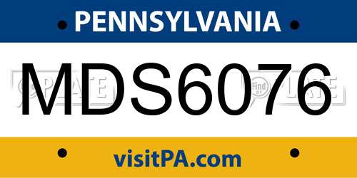 MDS6076 Pennsylvania License Plate