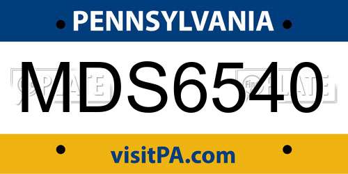 MDS6540 Pennsylvania License Plate