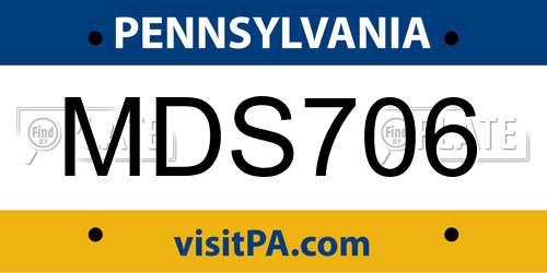 MDS706 Pennsylvania License Plate