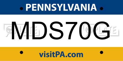 MDS70G Pennsylvania License Plate