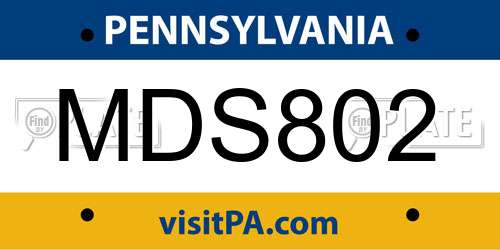 MDS802 Pennsylvania License Plate