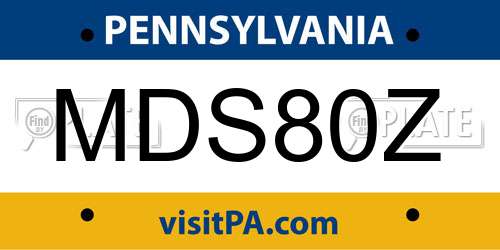 MDS80Z Pennsylvania License Plate
