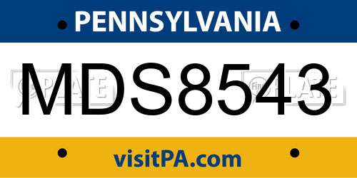 MDS8543 Pennsylvania License Plate