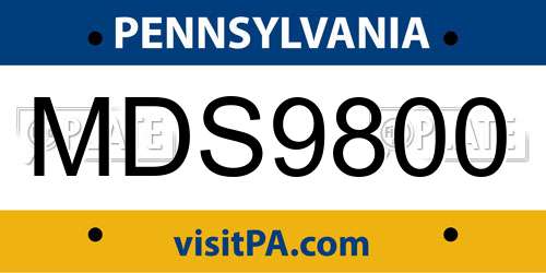 MDS9800 Pennsylvania License Plate