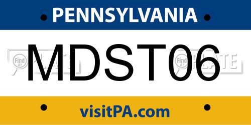 MDST06 Pennsylvania License Plate