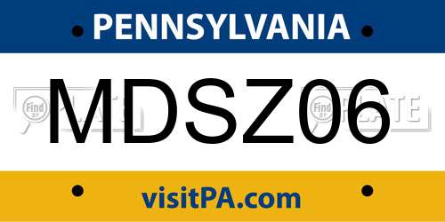 MDSZ06 Pennsylvania License Plate