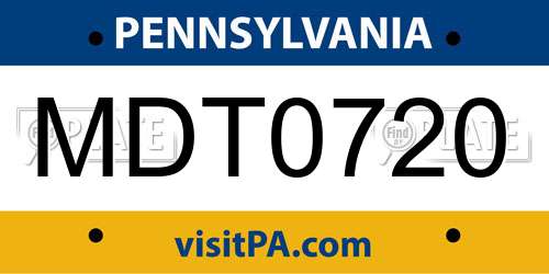 MDT0720 Pennsylvania License Plate