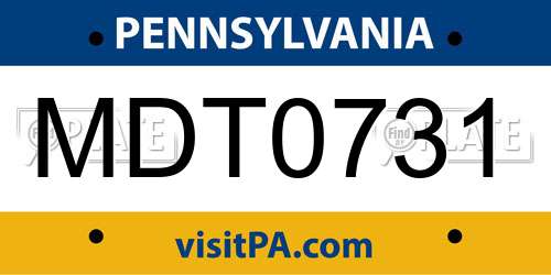 MDT0731 Pennsylvania License Plate