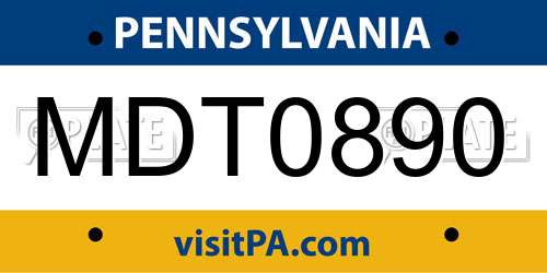 MDT0890 Pennsylvania License Plate
