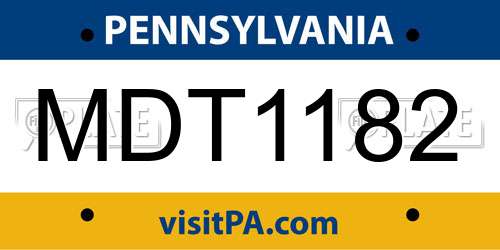MDT1182 Pennsylvania License Plate