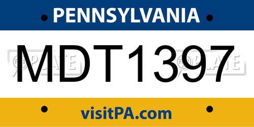MDT1397 Pennsylvania License Plate