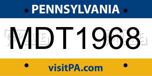 MDT1968 Pennsylvania License Plate