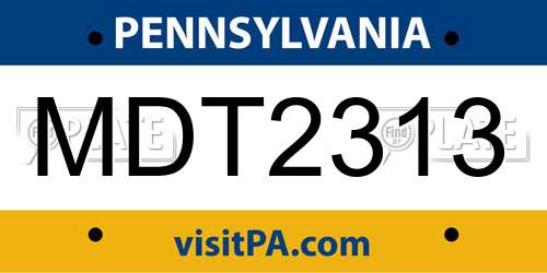 MDT2313 Pennsylvania License Plate