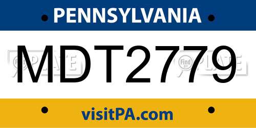 MDT2779 Pennsylvania License Plate