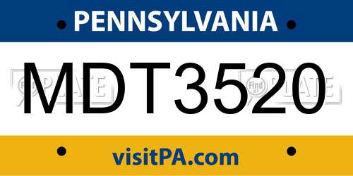 MDT3520 Pennsylvania License Plate