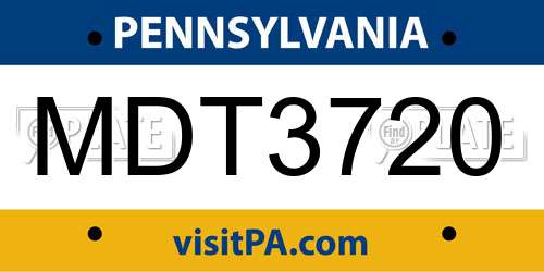 MDT3720 Pennsylvania License Plate