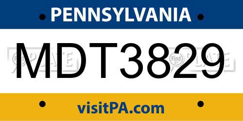 MDT3829 Pennsylvania License Plate