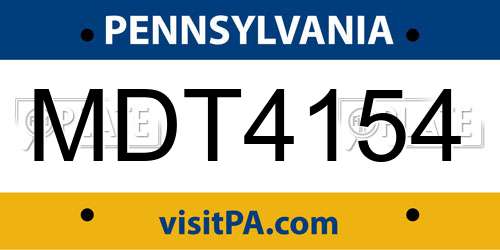 MDT4154 Pennsylvania License Plate