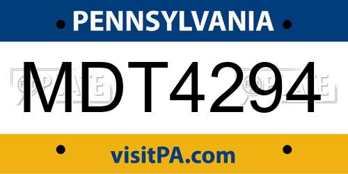 MDT4294 Pennsylvania License Plate
