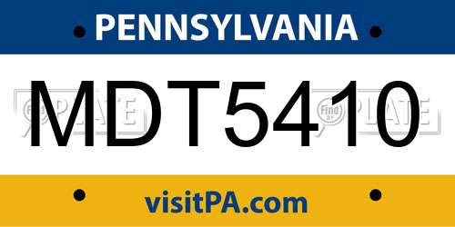 MDT5410 Pennsylvania License Plate