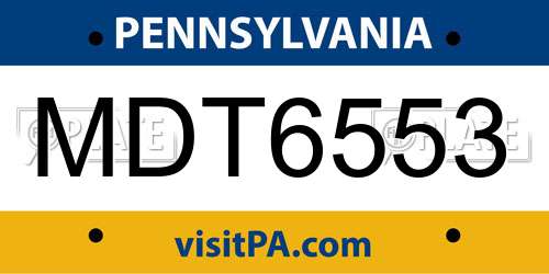 MDT6553 Pennsylvania License Plate