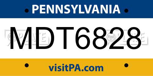MDT6828 Pennsylvania License Plate