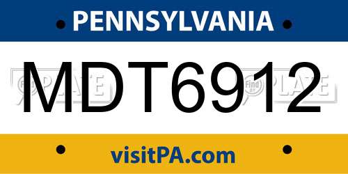 MDT6912 Pennsylvania License Plate