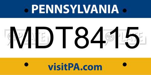 MDT8415 Pennsylvania License Plate