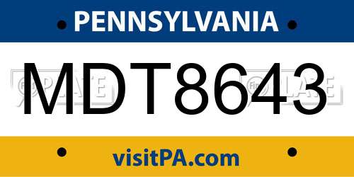 MDT8643 Pennsylvania License Plate