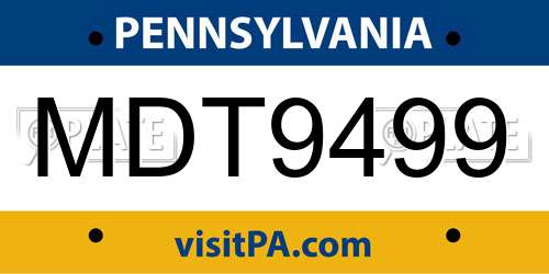 MDT9499 Pennsylvania License Plate