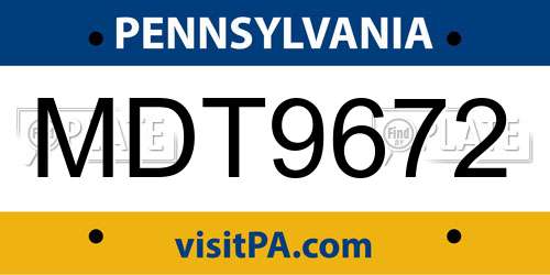 MDT9672 Pennsylvania License Plate