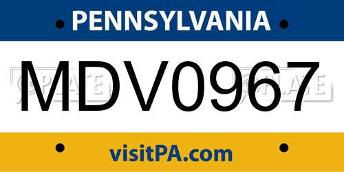 MDV0967 Pennsylvania License Plate