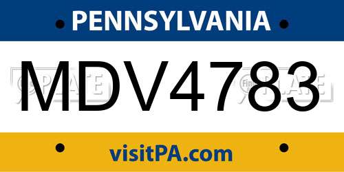 MDV4783 Pennsylvania License Plate