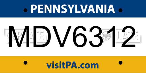 MDV6312 Pennsylvania License Plate