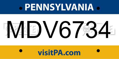 MDV6734 Pennsylvania License Plate