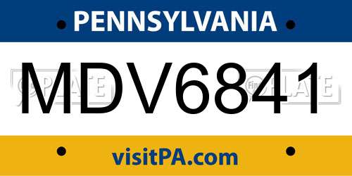 MDV6841 Pennsylvania License Plate