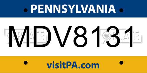 MDV8131 Pennsylvania License Plate