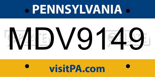 MDV9149 Pennsylvania License Plate